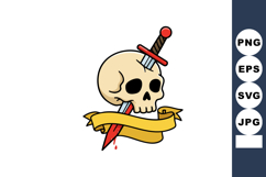 Skull with sword piercing through and blank ribbon banner ve Product Image 1