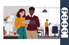 Diverse coworkers collaborating with digital tablets in mode Product Image 1