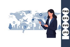 Businesswoman using digital tablet with global communication Product Image 1