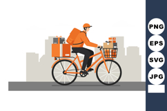 Bicycle Delivery Rider Transporting Packages in Urban Citysc Product Image 1
