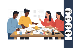 Diverse team collaborating on creative project with document Product Image 1
