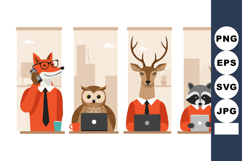 Business animals working with laptops and tablet in office v Product Image 1