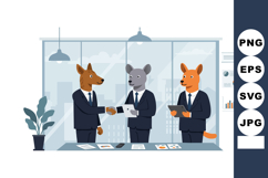 Anthropomorphic Dog Business Meeting in Office with Handshak Product Image 1