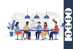 Diverse Business Team Meeting Around Table in Modern Office Product Image 1