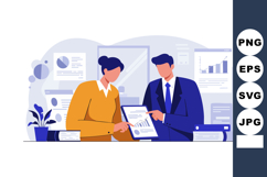 Businesspeople discussing financial report in modern office Product Image 1