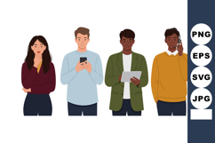 Diverse people using mobile devices for communication and in Product Image 1