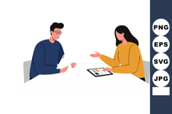 Two People Discussing Business Ideas with Digital Tablet in Product Image 1