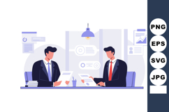 Two Businessmen Discussing Documents in Modern Office Settin Product Image 1