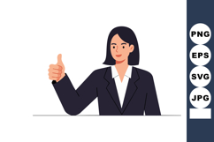 Businesswoman giving thumbs up gesture in black suit and whi Product Image 1