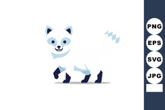 Arctic fox walking with white and blue fur in minimal vector Product Image 1