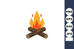 Campfire flame and crossed wooden logs simple outdoor fire i Product Image 1