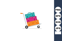 Luggage Cart with Colorful Suitcases for Travel and Transpor Product Image 1
