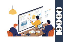 Business team collaborating on data analysis and digital pre Product Image 1