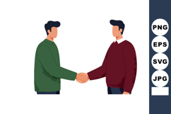 Two men shaking hands in casual clothing vector illustration Product Image 1