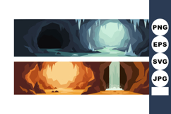 Cave Interior Vector Illustration with Dark and Warm Lighted Product Image 1