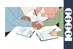 Business people shaking hands during contract signing illust Product Image 1