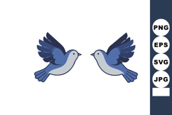 Two blue birds flying facing each other vector illustration Product Image 1