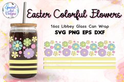Easter Colorful Flowers | 16oz Libbey Glass Can Wrap Product Image 1