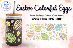 Easter Colorful Eggs | 16oz Libbey Glass Can Wrap Cut file Product Image 1