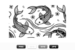 Koi Fish Line Art Vector Clipart Bundle for Crafts Product Image 1