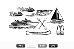 Vintage Nautical Boat Clipart Bundle for Summer Crafts Product Image 1