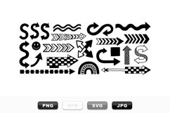 Hand Drawn Black Arrow Vector Clipart Set Product Image 1