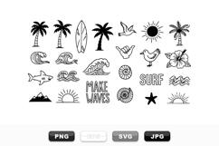 Black And White Beach Vector Sticker Pack For Crafts Product Image 1