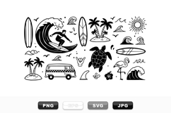 Hand Drawn Vintage Surfing Clipart Bundle for Summer Product Image 1