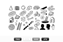 Isometric Line Art Geometric Shapes Vector Set Product Image 1