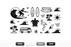 Black And White Surfing Sticker Pack Bundle Product Image 1