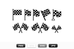 Vintage Checkered Racing Flag Clipart Vector Set for Product Image 1