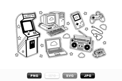 Retro Tech Doodle Clipart Set for Craft Projects Product Image 1