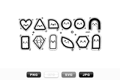 Kawaii Cute Shape Sticker Vector Clipart Set Product Image 1