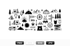 Hand Drawn Camping Adventure SVG Clipart Bundle Product Image 1