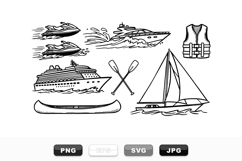 Hand Drawn Nautical Boat Vector Clipart Bundle Product Image 1