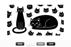 Minimalist Black Cat Vector Clipart Bundle For Crafts Product Image 1