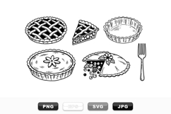 Vintage Hand Drawn Pie Clipart Bundle for Baking Product Image 1