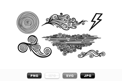 Hand Drawn Vector Swirls And Lightning Bolt Set Product Image 1