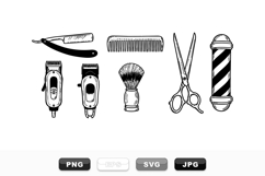 Vintage Barbershop Tools Clipart Bundle for Hair Salon Product Image 1