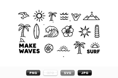Minimal Tropical Surf Line Art Vector Bundle Product Image 1