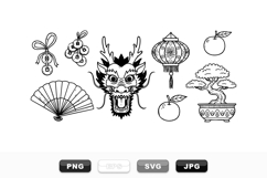 Asian Themed Dragon And Lantern Clipart Bundle Product Image 1