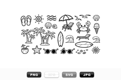 Hand Drawn Summer Beach Icons Svg Bundle Product Image 1