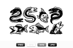 Fierce Predatory Fish Vector Clipart Set for Crafts Product Image 1