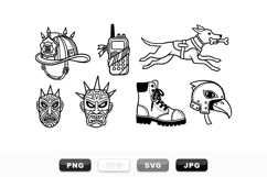 Punk Line Art Tattoo Vector Clipart Bundle Product Image 1