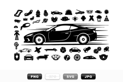 Sports Car Silhouette Clipart Vector Bundle Product Image 1