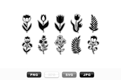 Minimalist Black Floral Clipart Bundle for Crafts Product Image 1