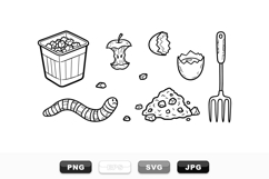 Hand Drawn Composting Vector Clipart Set for Gardening Product Image 1