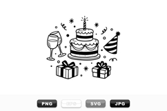 Hand Drawn Birthday Party Clipart Bundle Product Image 1