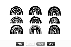 Hand Drawn Boho Rainbow Clipart Bundle Set Product Image 1