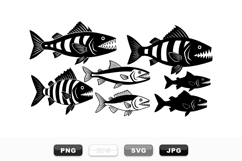Aggressive Fish Silhouette SVG Clipart Bundle for Crafts Product Image 1